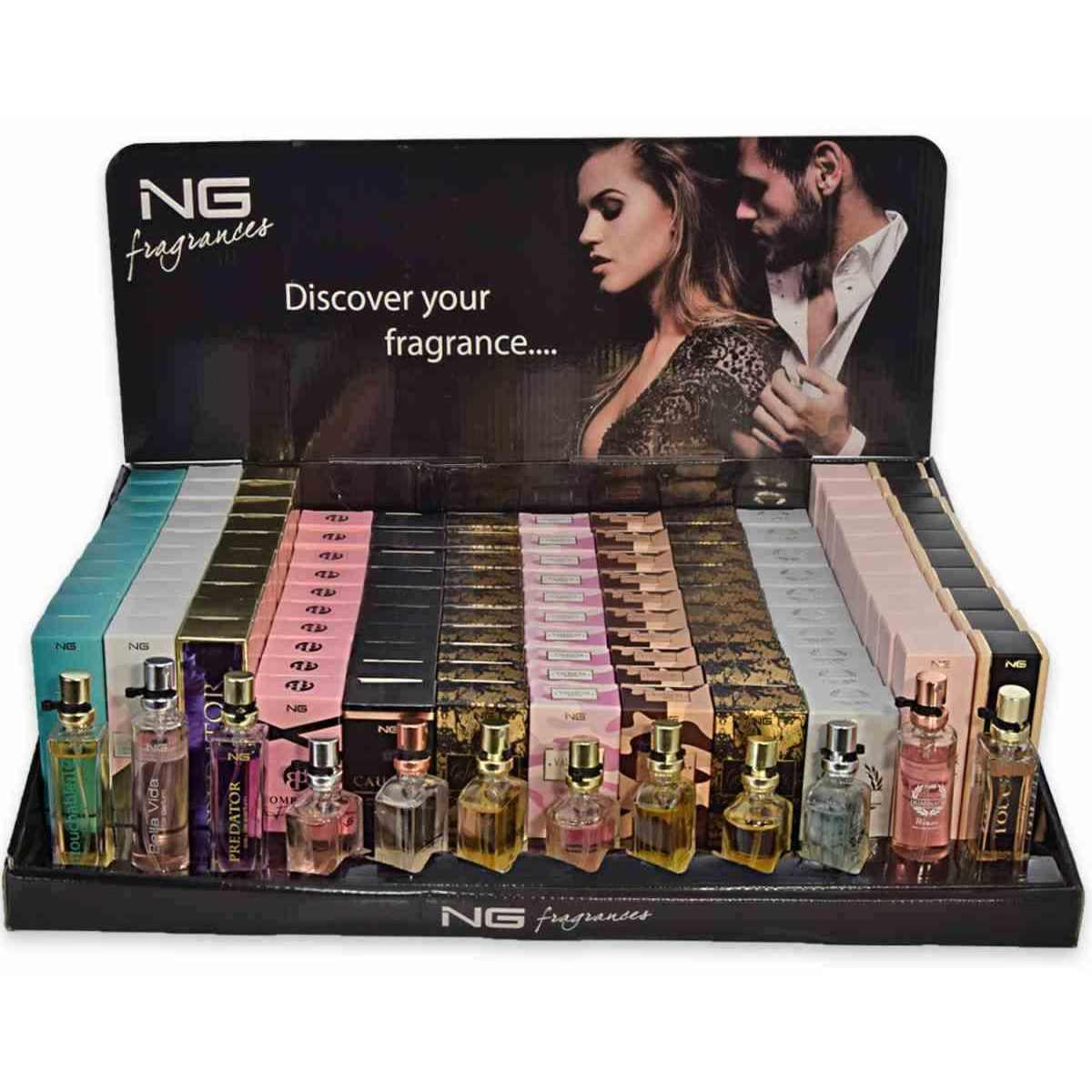 Display edp/edt 15 ml ng  assortiti uomo-donna 120 pezzi + 12 tester
