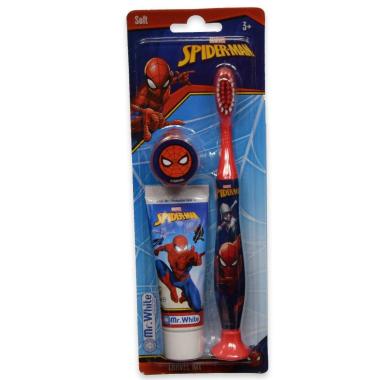 Spiderman spazzolino 2d c/cappuccio + dentifricio