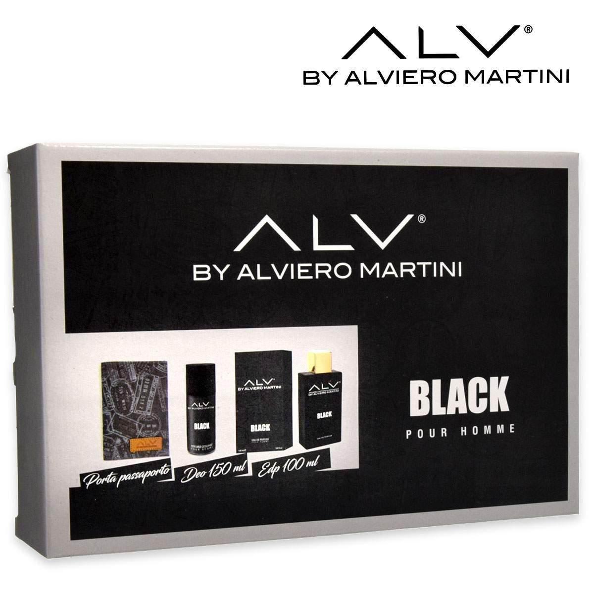 Alviero martini black edp 100 ml+deo 150 ml + porta passaporto pour homme