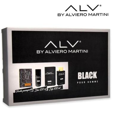 Alviero martini black edp 100 ml+deo 150 ml + porta passaporto pour homme