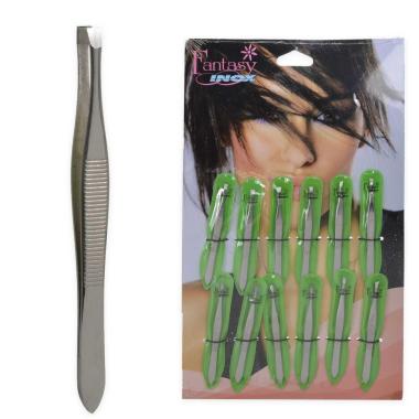 Pinzette nichelate inox paolucci in cartella da 12 pezzi