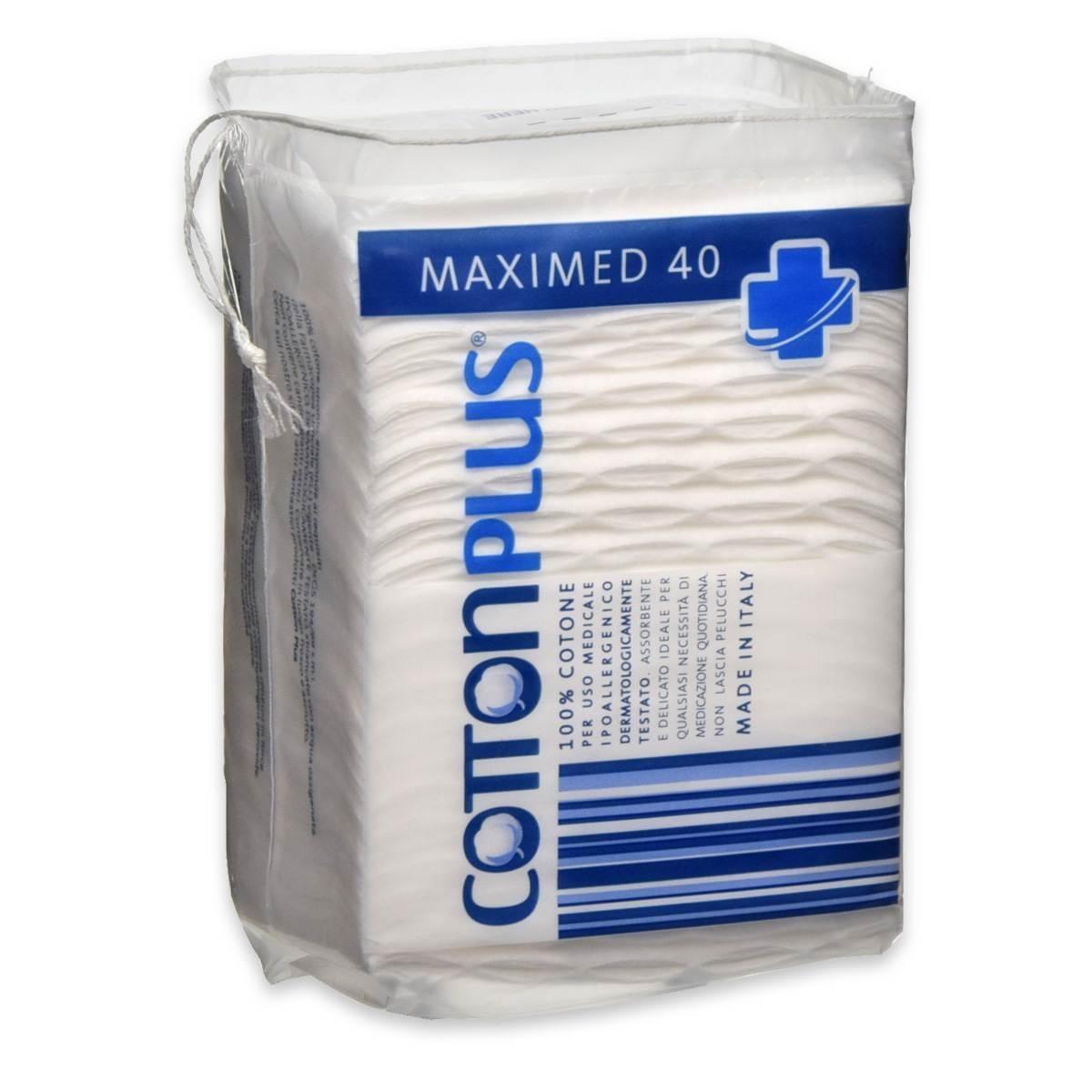 Cotton plus maximed 40 pezzi 100% cotone idrofilo uso medicale 7 x 8 cm<br>