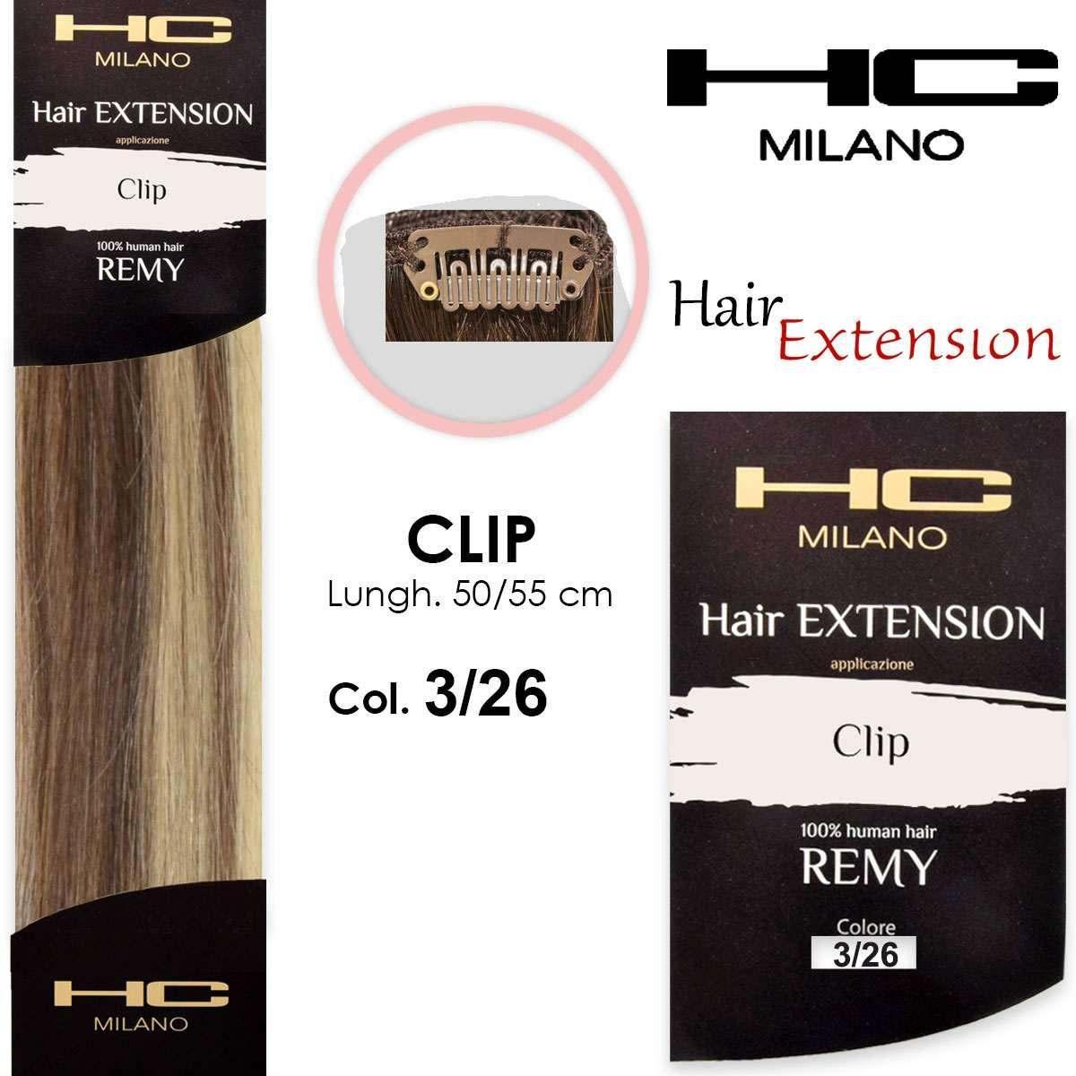 Hc milano extension 3 clip remy largh.14-16cm lungh.50cm col.3/26 mesciati castano dorato/biondo ultrachiaro 4,3/11,0