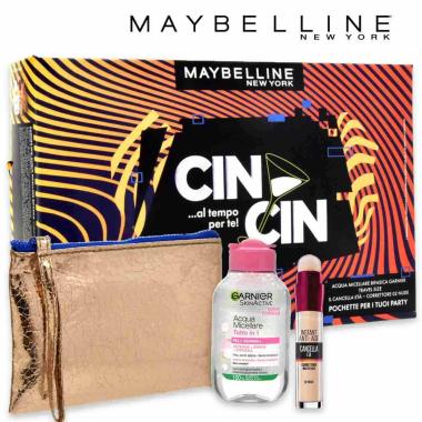 Maybelline cin cin correttore 02 nude + acqua micellare + pochette