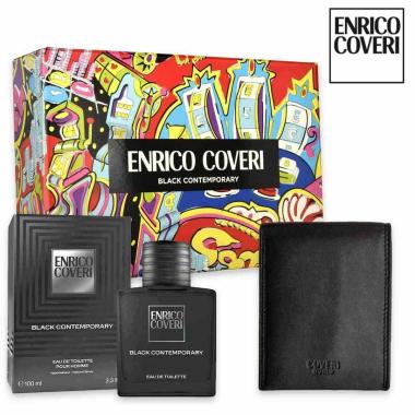 Enrico coveri black contemporary edt 100 ml+ portafogli nero in pelle