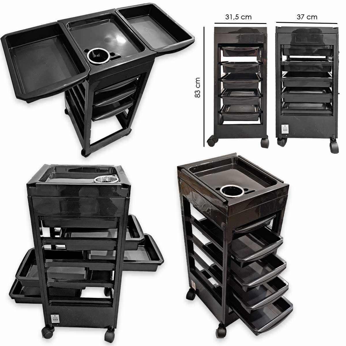 Labor pro carrello nery per parruchiere  5 scomparti nero