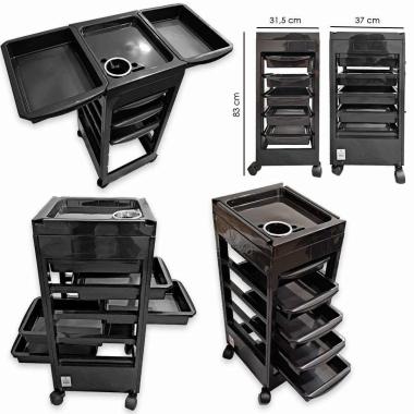 Labor pro carrello nery per parruchiere  5 scomparti nero