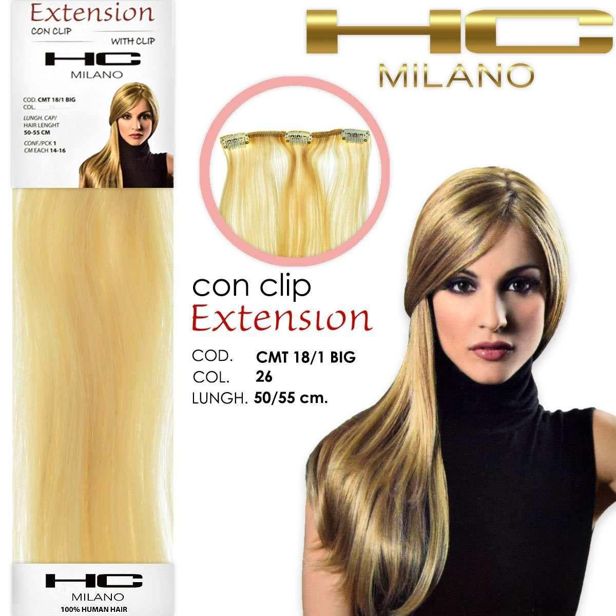 Hc milano extension 3 clip remy largh.14-16cm lungh.50cm col.26 biondo ultra chiarissimo 11,0