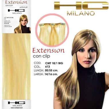 Hc milano extension 3 clip remy largh.14-16cm lungh.50cm col.613 biondo extra chiaro 10.0
