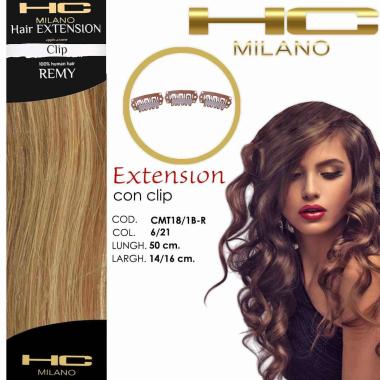 Hc milano extension 3 clip remy largh.14-16cm lungh.50cm col.6/21 mesciat0 biondo scuro dorato/biondo chiarissimo luminoso 6,3/9,32