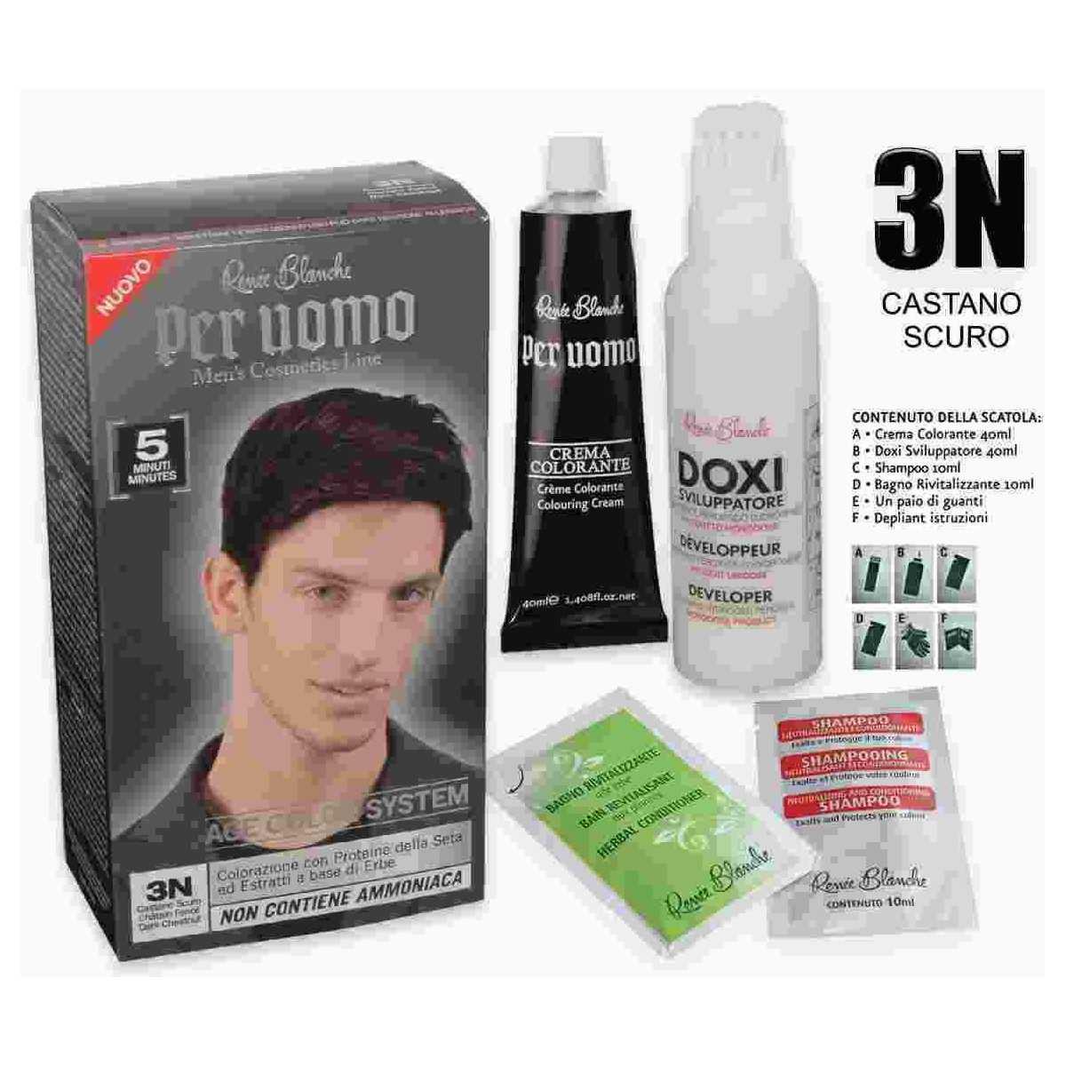 Renee blanche uomo crema colorante 3.0 castano scuro