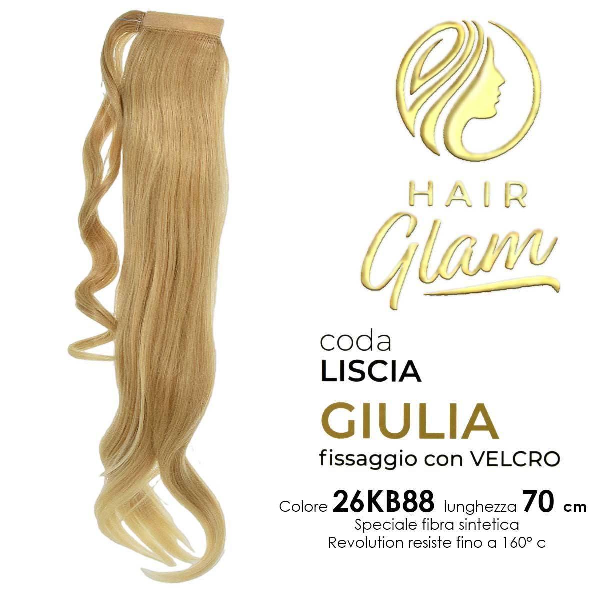 CODA HAIR GLAM GIULIA  C/VELCRO FIBRA REVOLUTION 70cm