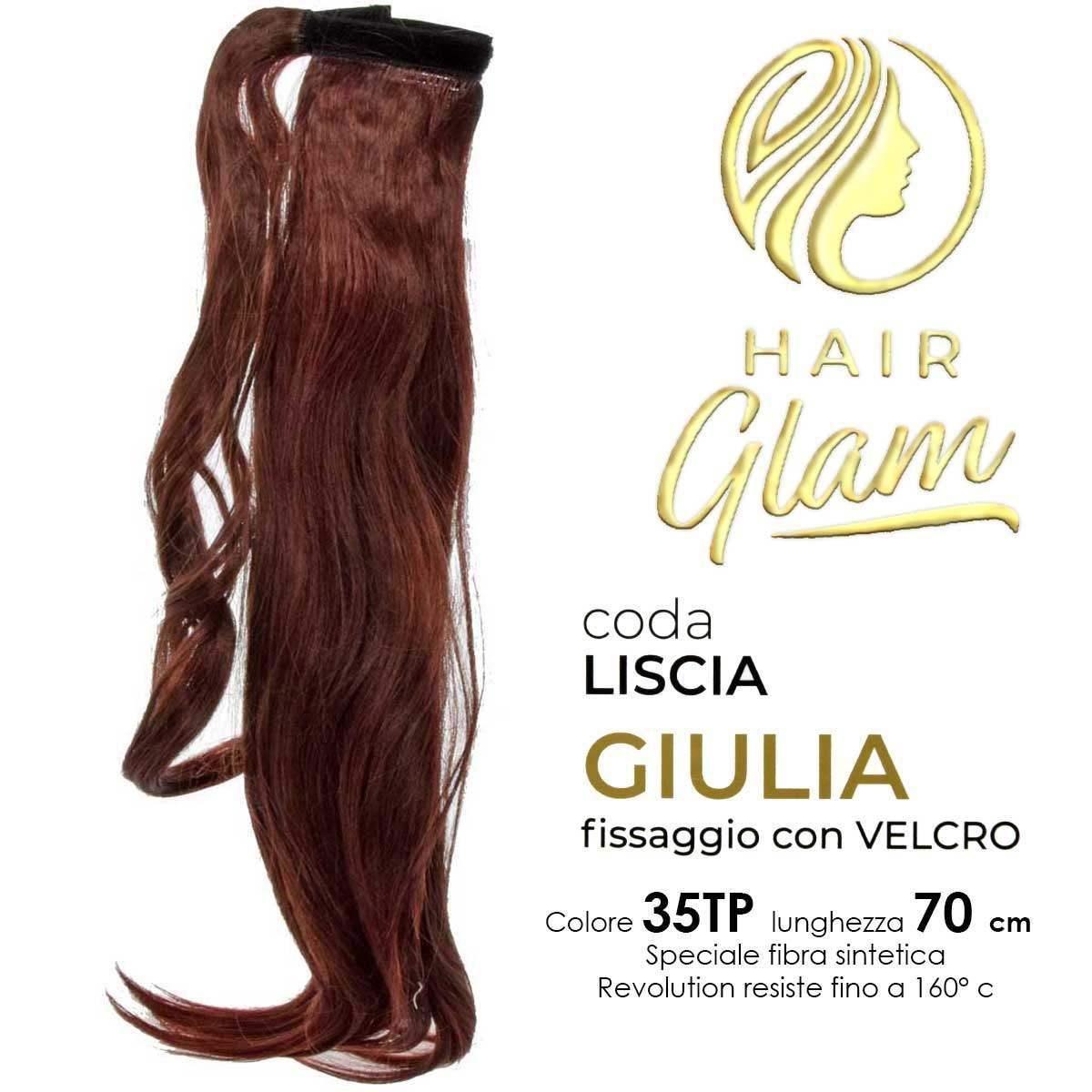 CODA HAIR GLAM GIULIA  C/VELCRO FIBRA REVOLUTION 70cm
