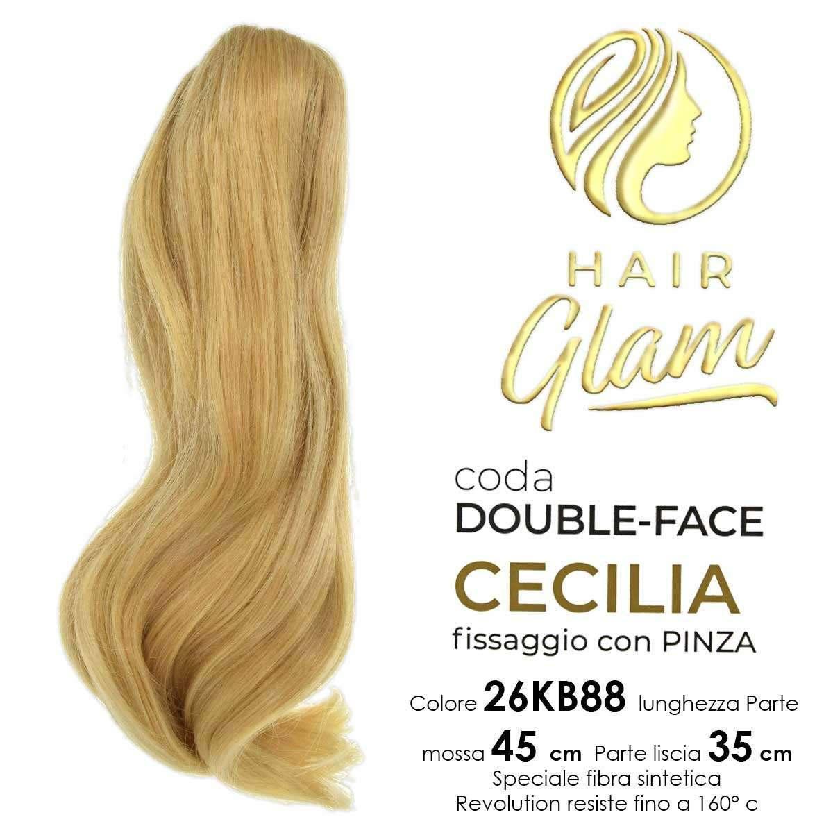 Coda hair glam cecilia double-face c/pinza fibra revolution