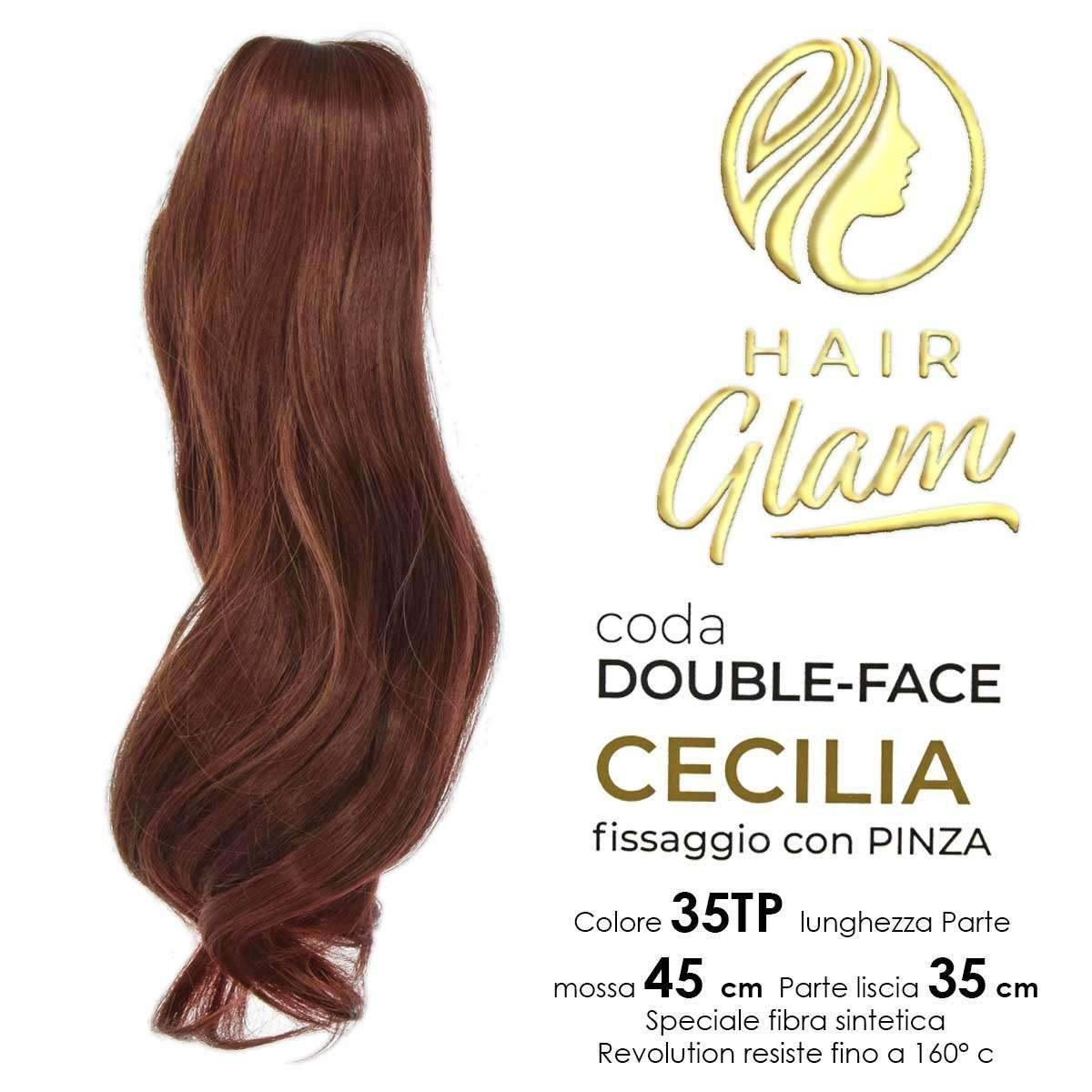 Coda hair glam cecilia double-face c/pinza fibra revolution