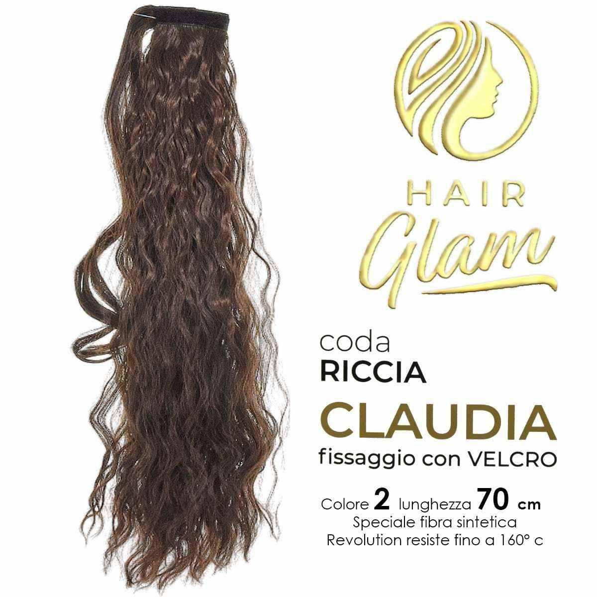 CODA HAIR GLAM CLAUDIA RICCIA C/VELCRO  FIBRA REVOLUTION 70cm