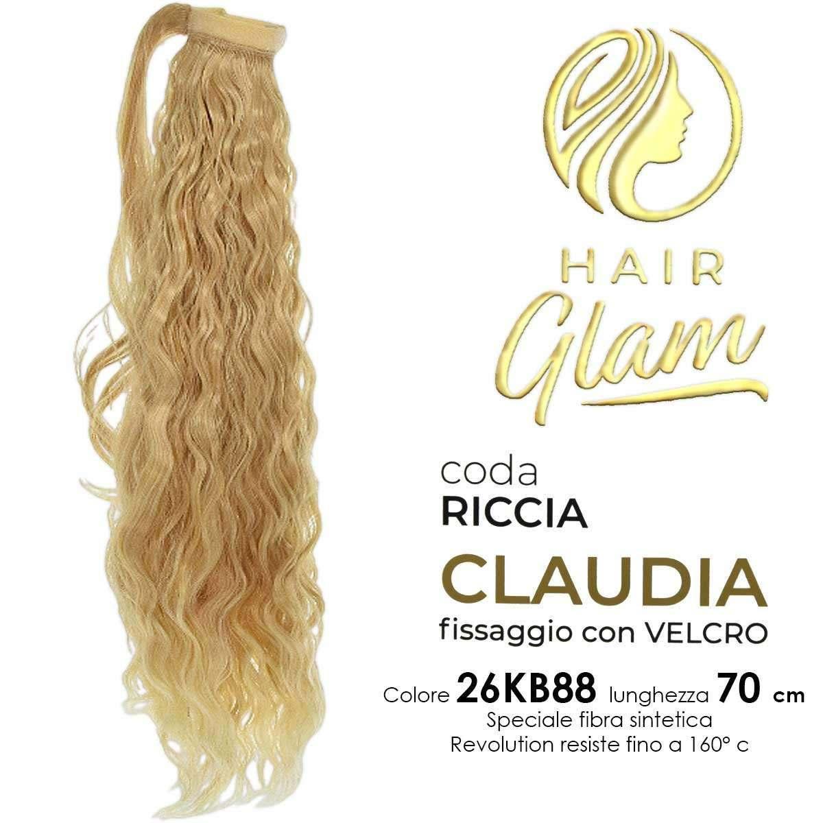 CODA HAIR GLAM CLAUDIA RICCIA C/VELCRO  FIBRA REVOLUTION 70cm