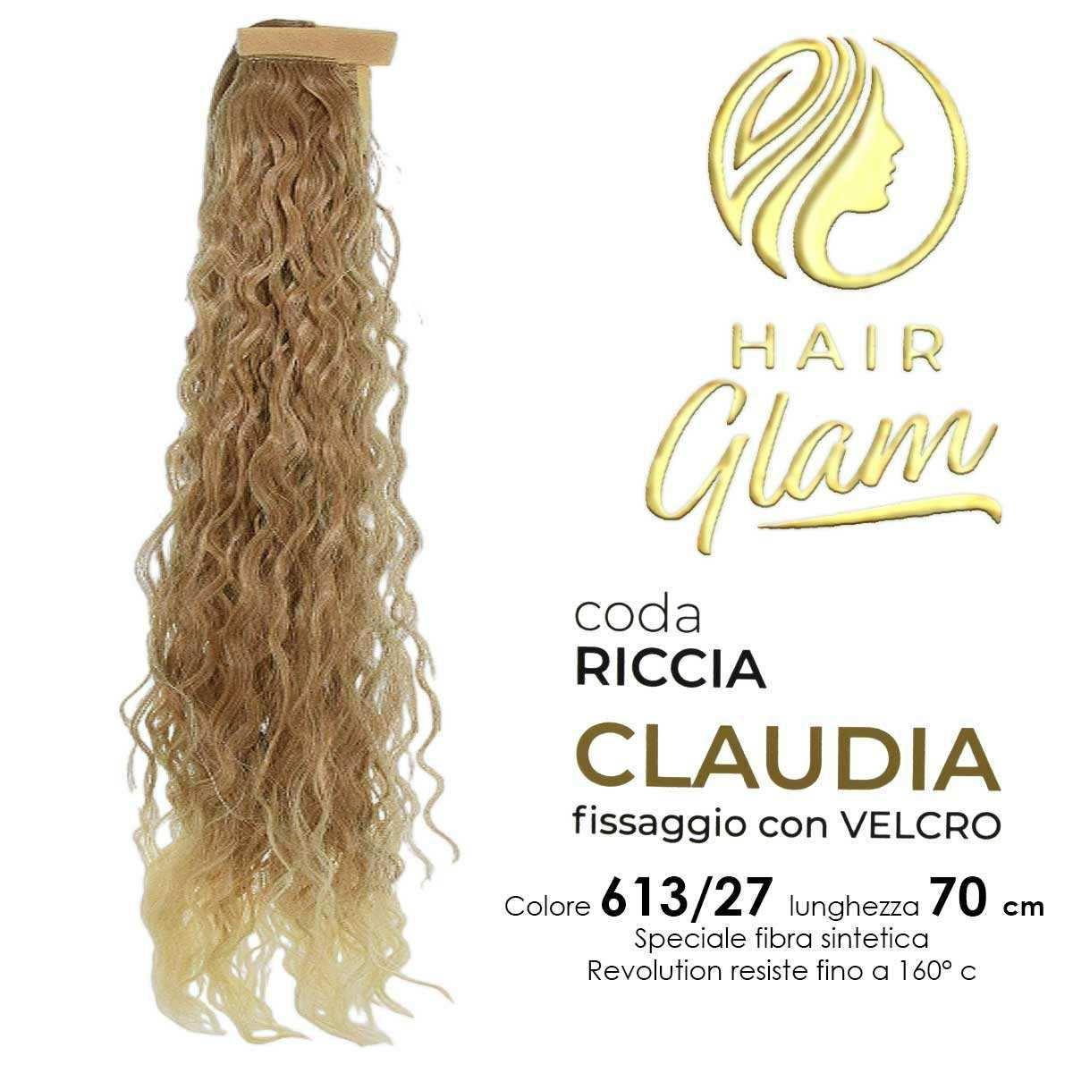 CODA HAIR GLAM CLAUDIA RICCIA C/VELCRO  FIBRA REVOLUTION 70cm