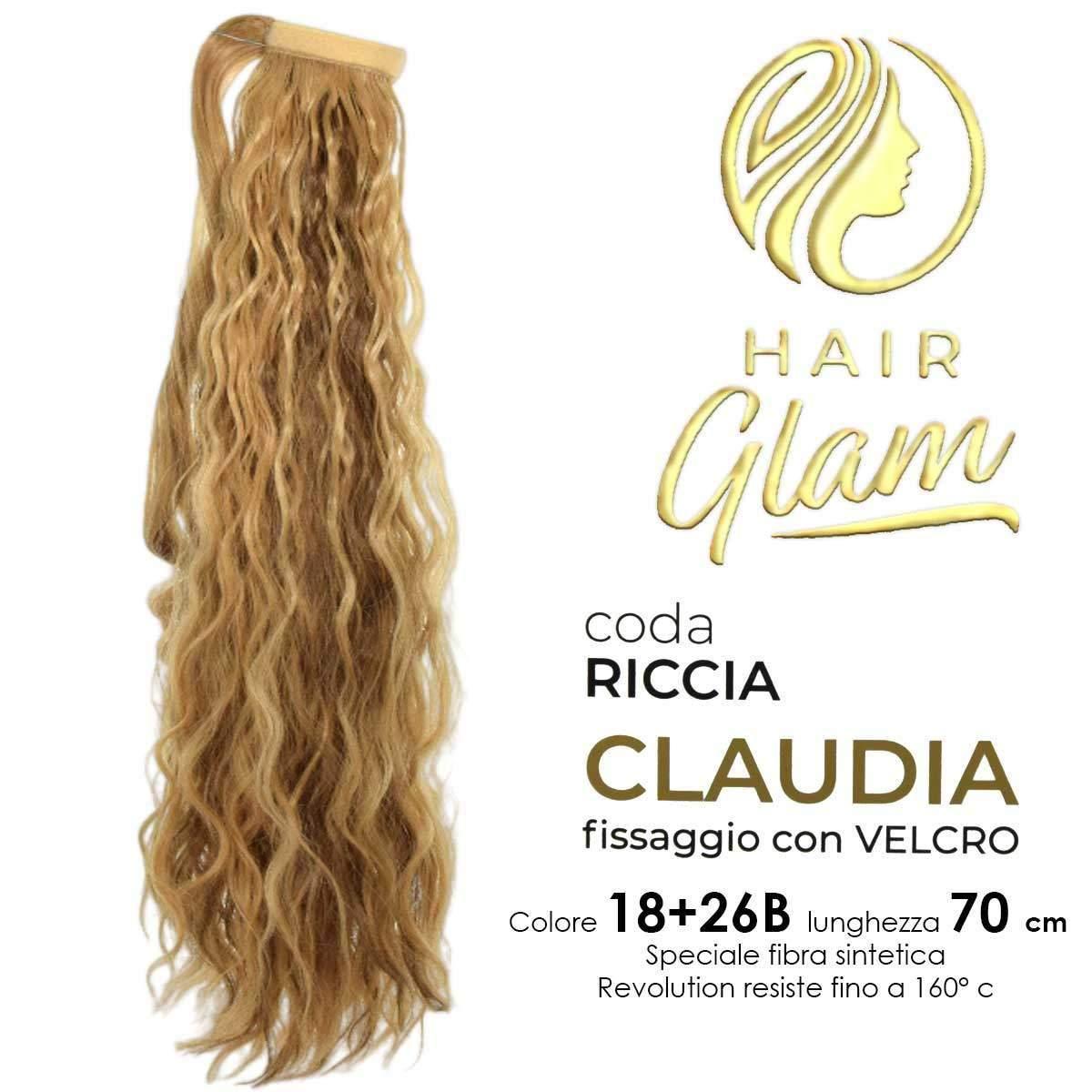 CODA HAIR GLAM CLAUDIA RICCIA C/VELCRO  FIBRA REVOLUTION 70cm