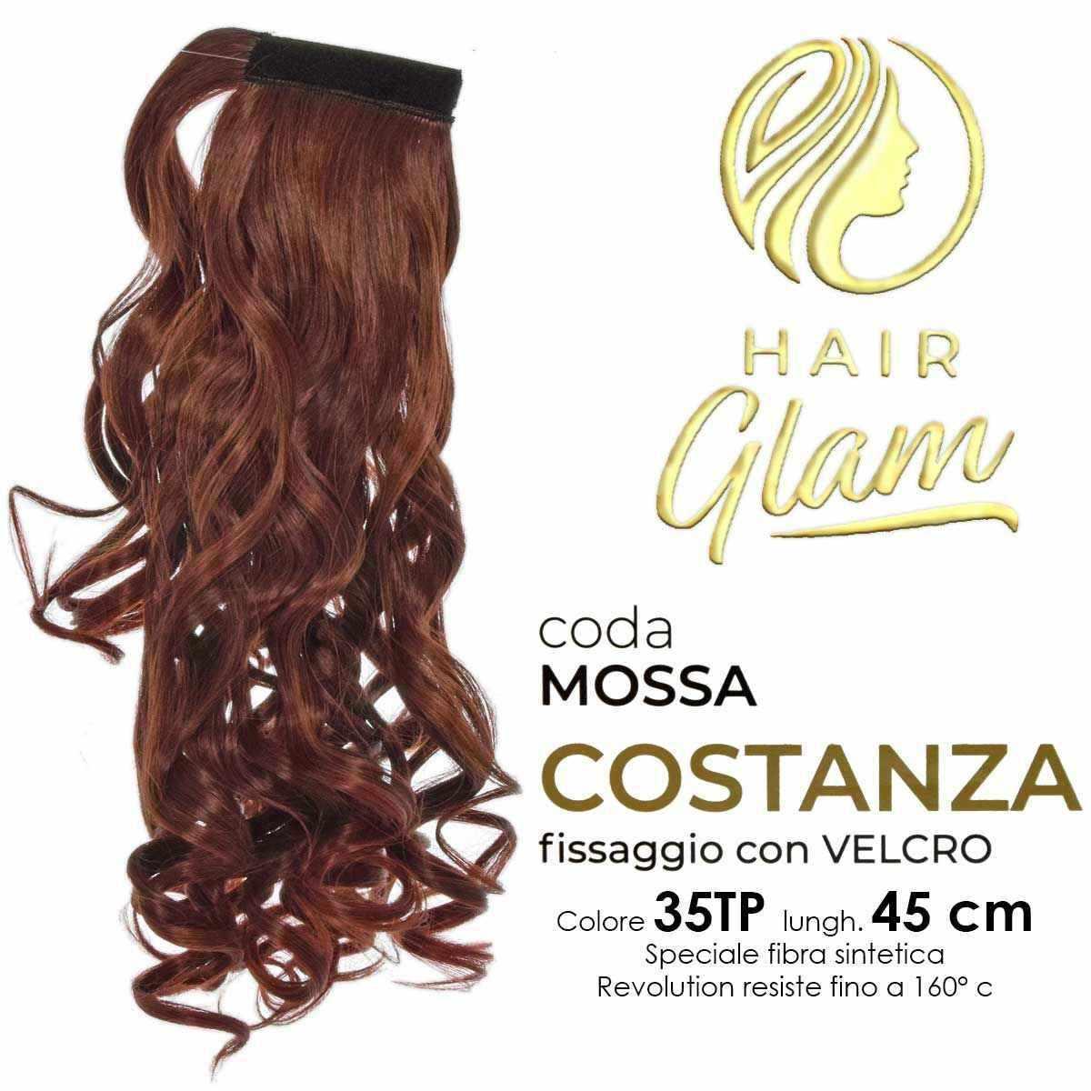 CODA HAIR GLAM COSTANZA MOSSA C/VELCRO FIBRA REVOLUTION Lung. 45cm