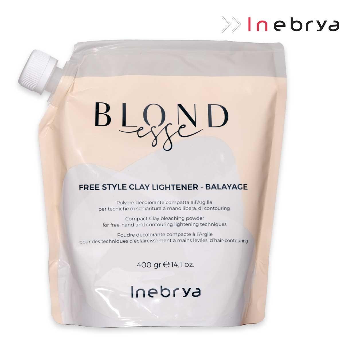 Inebrya blondesse bleaching polvere decolorante<br>compatta all'argilla per tecniche di schiaritura a mano libera di contouring 400 gr