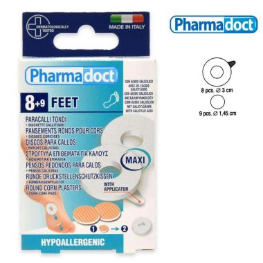 Pharmadoct piedi paracalli grandi rotondi in lattice 8 pz + 9 dischetti callifughi