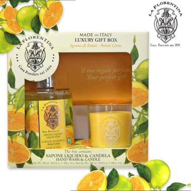 La florentina gift set set relax agrumi candela 160g e hand liquid 500ml