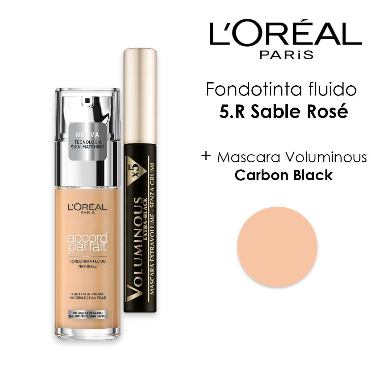 L'oreal fondotinta accord parfait sable rosÉ + mascara voluminous