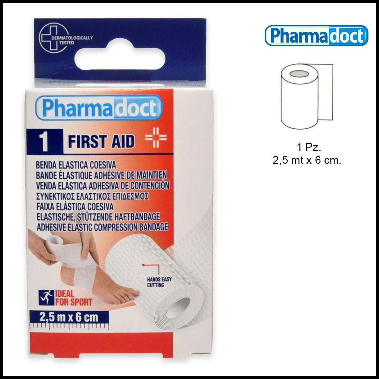 Pharmadoct 1 benda coesiva bianca 2,5 m x 6 cm