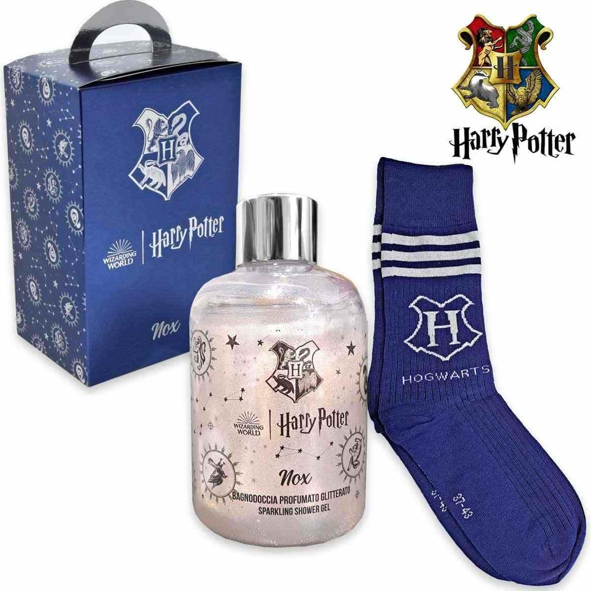 Harry potter nox (b/doccia profumato glitterato 300ml + calzini blu-grigi)