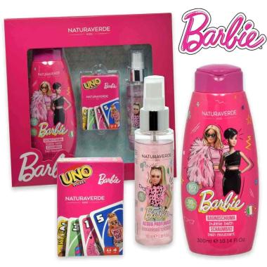 Barbie gift set carte uno (bagnoschiuma 300ml+ acqua profumata 100ml + carte uno)