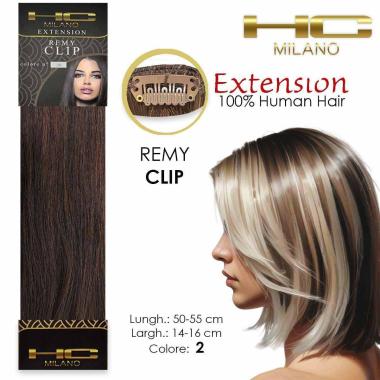 Hc milano capelli naturali 3 clip 1 striscia remy largh.14-16cm lungh.55cm col.2