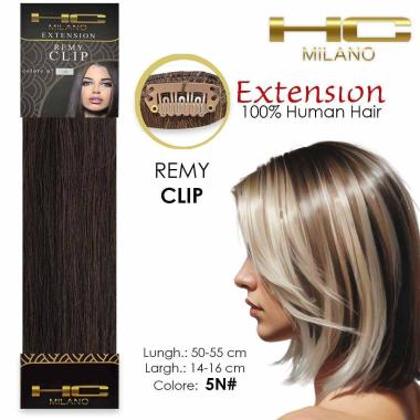 Hc milano capelli naturali 3 clip 1 striscia remy largh.14-16cm lungh.55cm col.5n
