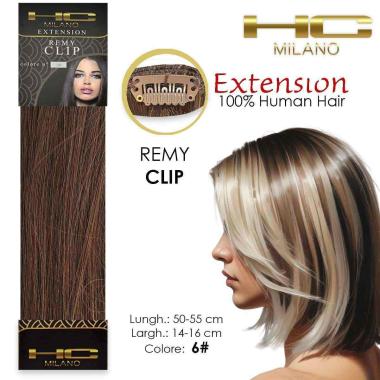 Hc milano capelli naturali 3 clip 1 striscia remy largh.14-16cm lungh.55cm col.6