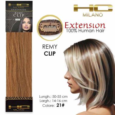 Hc milano capelli naturali 3 clip 1 striscia remy largh.14-16cm lungh.55cm col.21