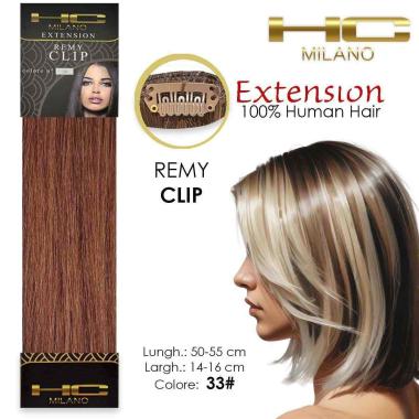 Hc milano capelli naturali 3 clip 1 striscia remy largh.14-16cm lungh.55cm col.33