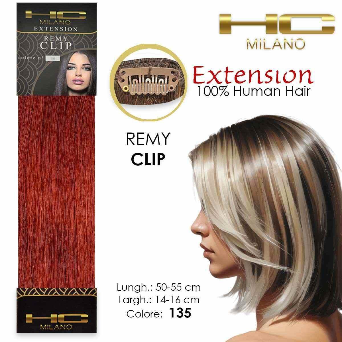 Hc milano capelli naturali 3 clip 1 striscia remy largh.14-16cm lungh.55cm col.135