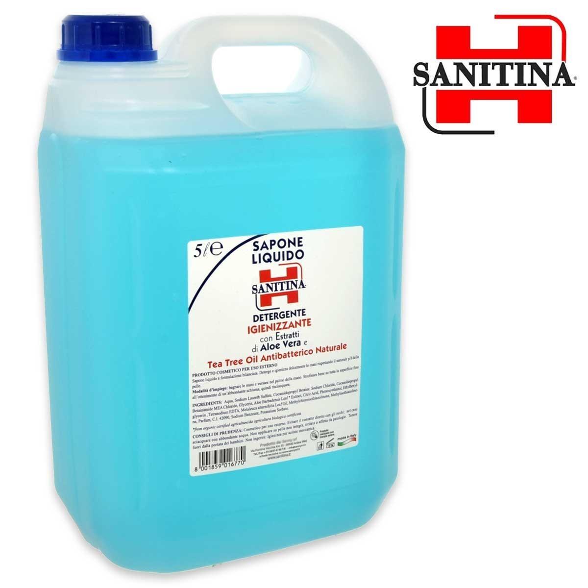 Sanitina sapone liquido detergente igienizzante  5000 ml  aloe&tea tree oil