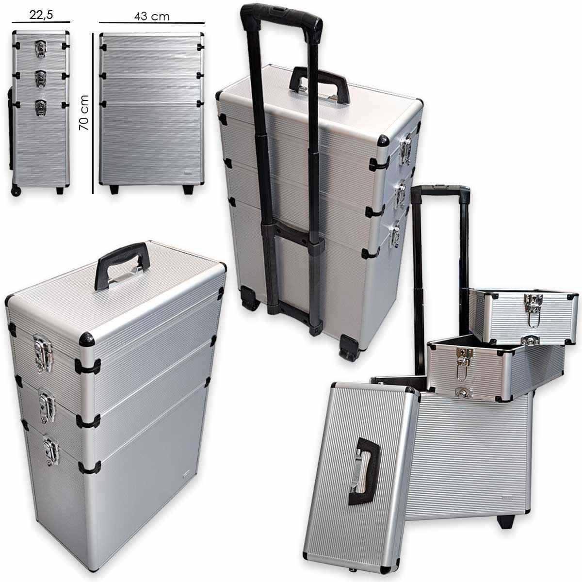 Obb trolley case alluminio 3 storage levels 70 x 43 x 22,5 cm