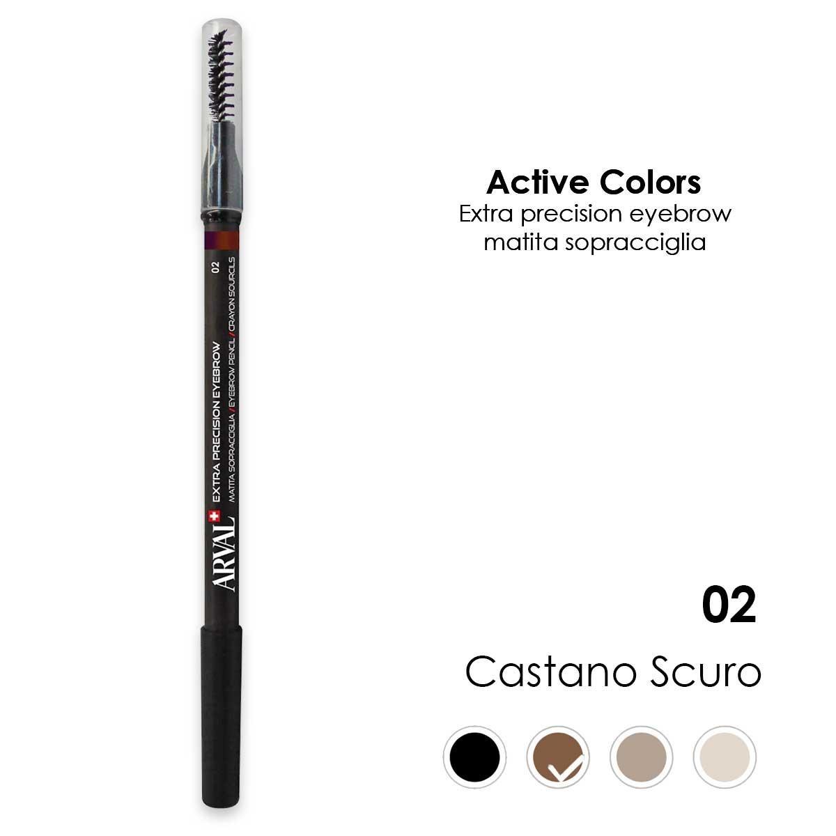ARVAL Extra precision eyebrow n. 02 - castano scuro  matita sopracciglia - legno