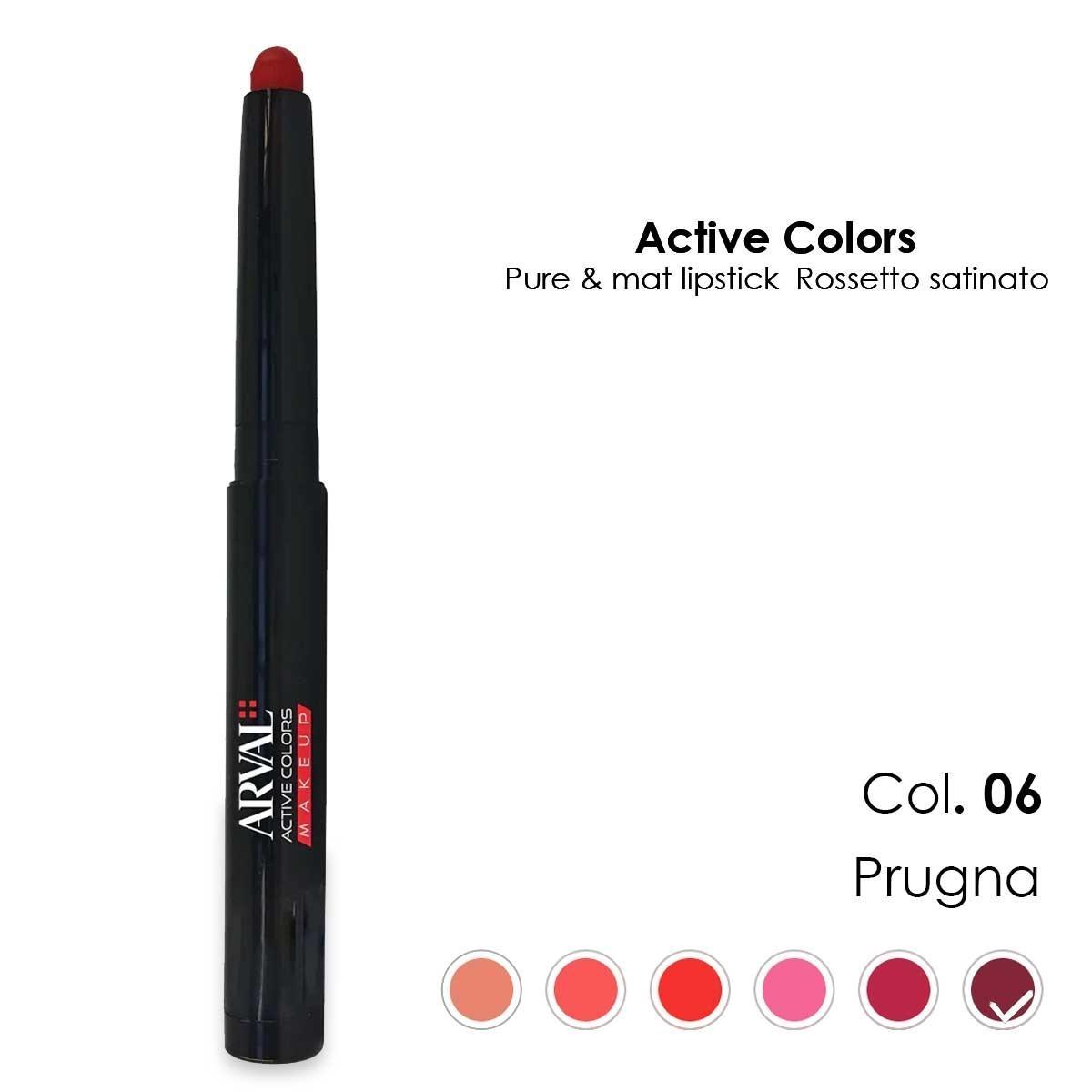 ARVAL Pure & mat lipstick n. 06 - prugna      rossetto satinato - matitone