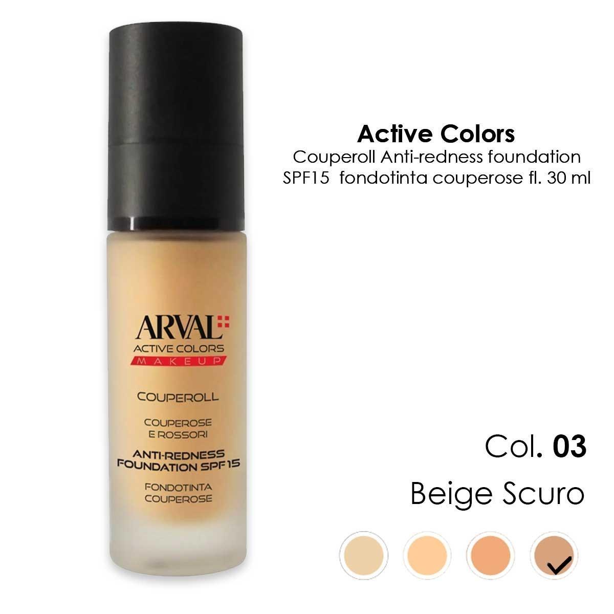 ARVAL COUPEROLL-anti redness foundation spf15 n 03-fondotinta couperose e rossori beigie scuro-fl 30ml