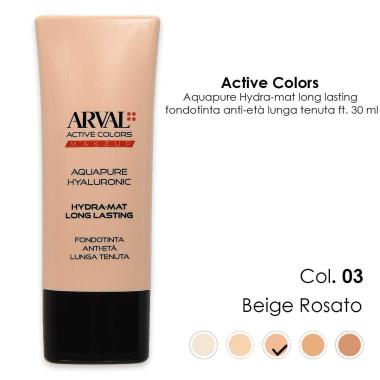 ARVAL AQUAPURE Hyaluronic - Hydra-mat long lasting n. 03 - beige rosato    fondotinta anti-età lunga tenuta  ft 30ml