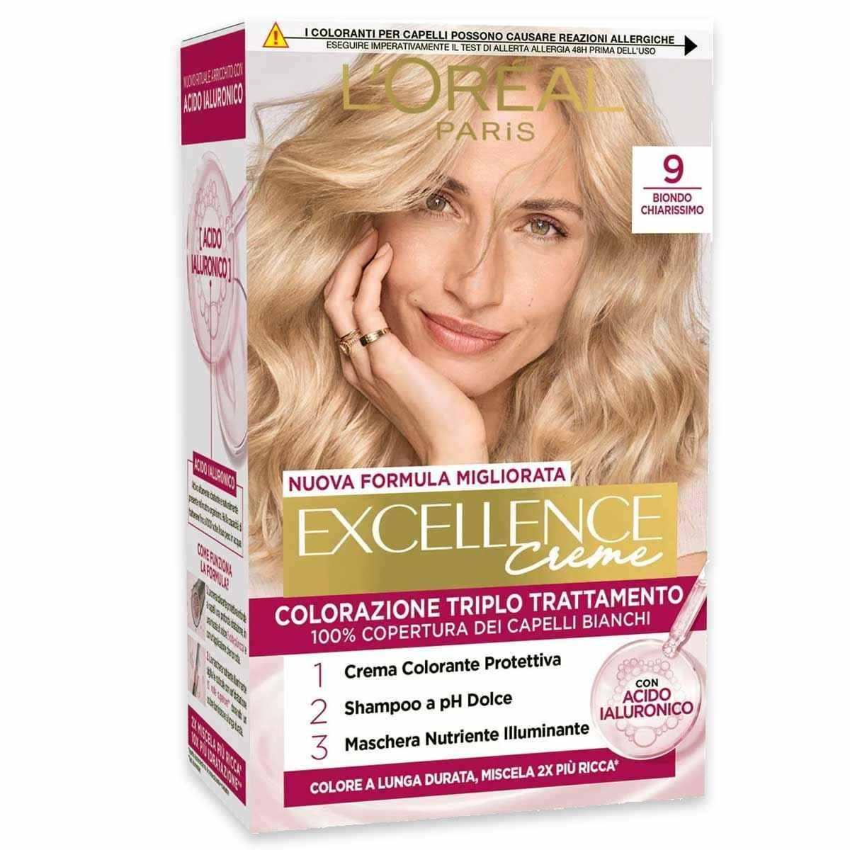 L'oreal colorazione triplo trattamento excellence n° 9 biondo chiarissimo