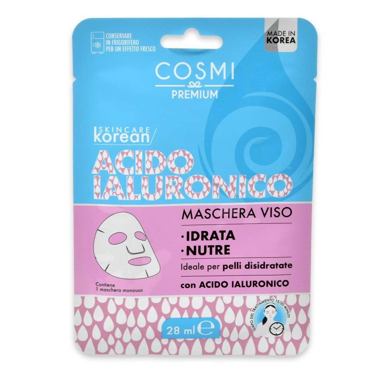 Cosmi maschera viso k-beauty acido ialuronico