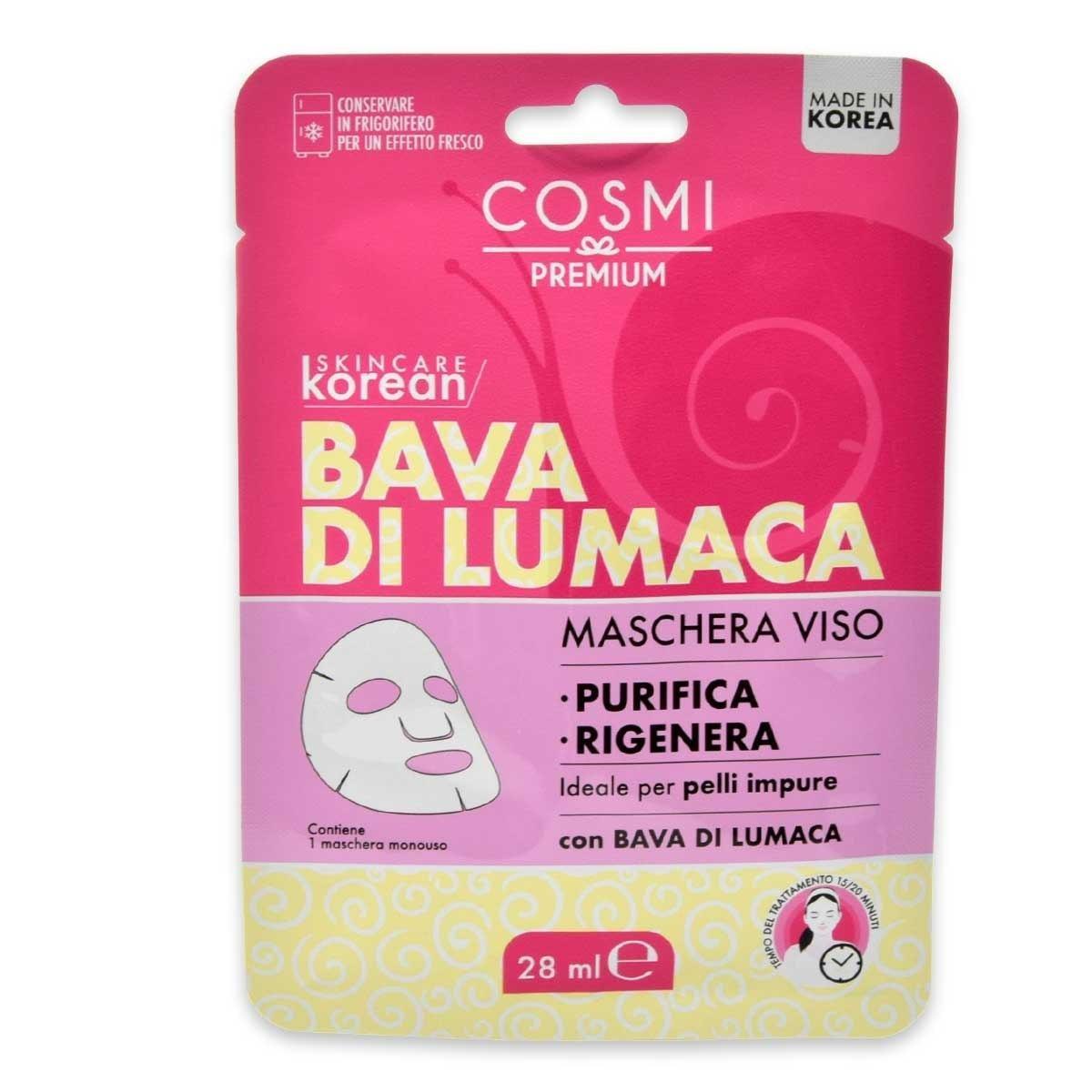 Cosmi maschera viso k-beauty bava di lumaca