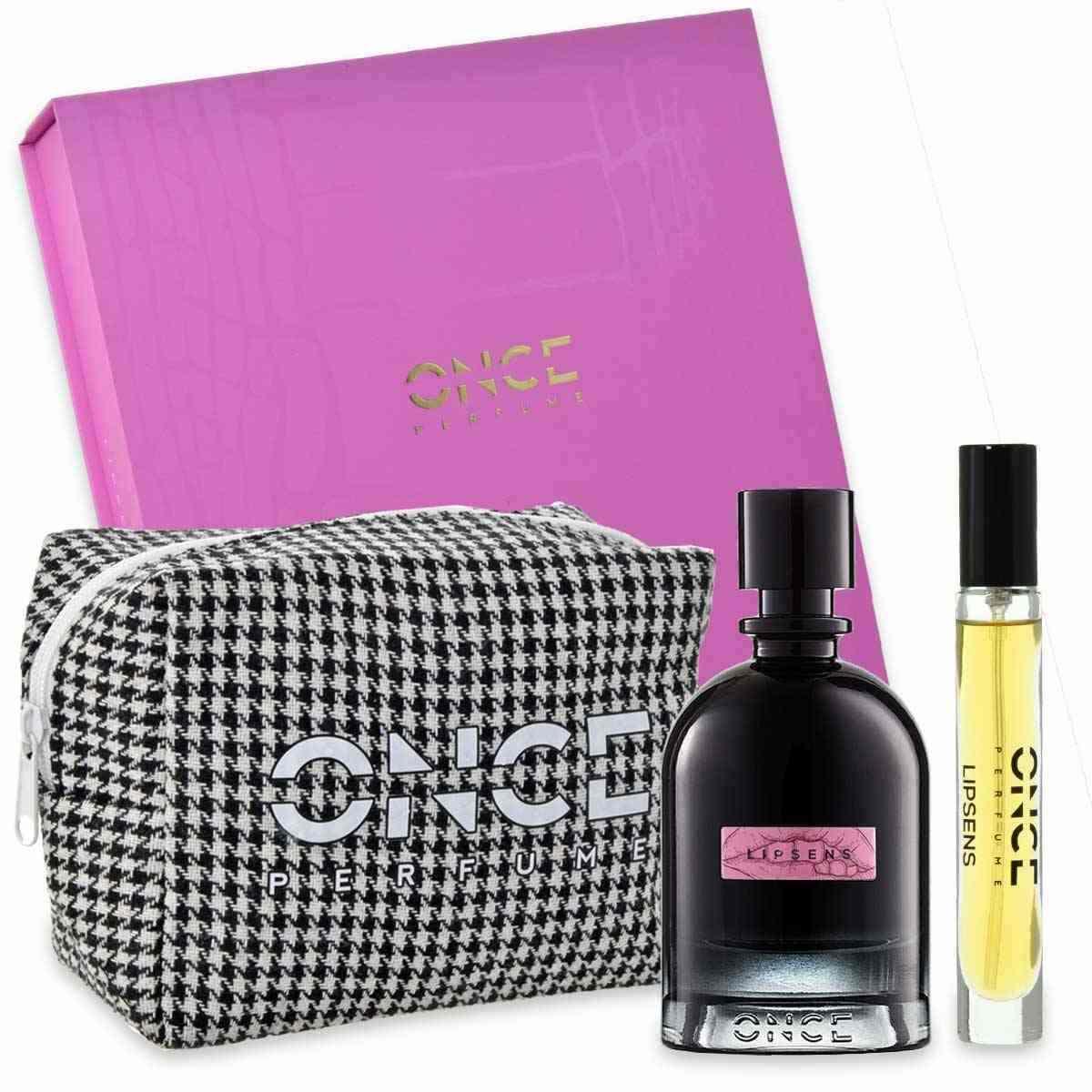 Once coffret once perfume-lipsense edpi 100ml + travel 10ml + pochette