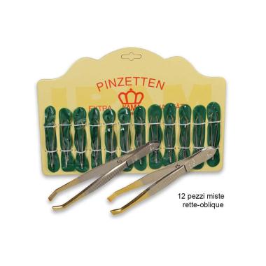 Pinzette nichelate 94/77 mm punta dorata