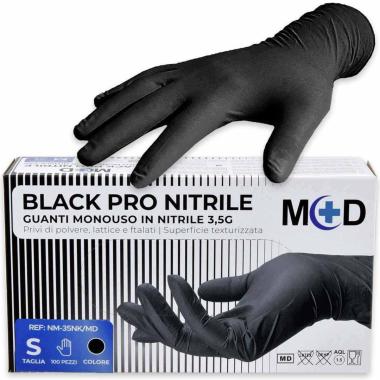Guanti in nitrile 3,5 gr 100 pz nero senza polvere s