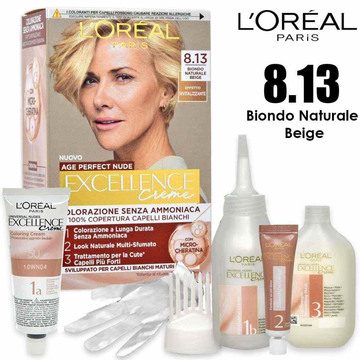 L'oreal excellence creme universal nude senza ammoniaca n° 8.13 biondo beige